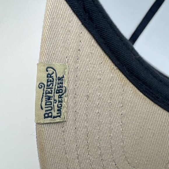 Budweiser Hat Mens Strap Back Brown Spellout Script Scripped Lager Beer VGUC Cap - Picture 3 of 6